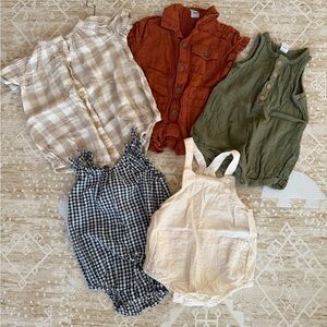 Set of 5 Baby Rompers in Neutral and Earth Tones | 3-6 months